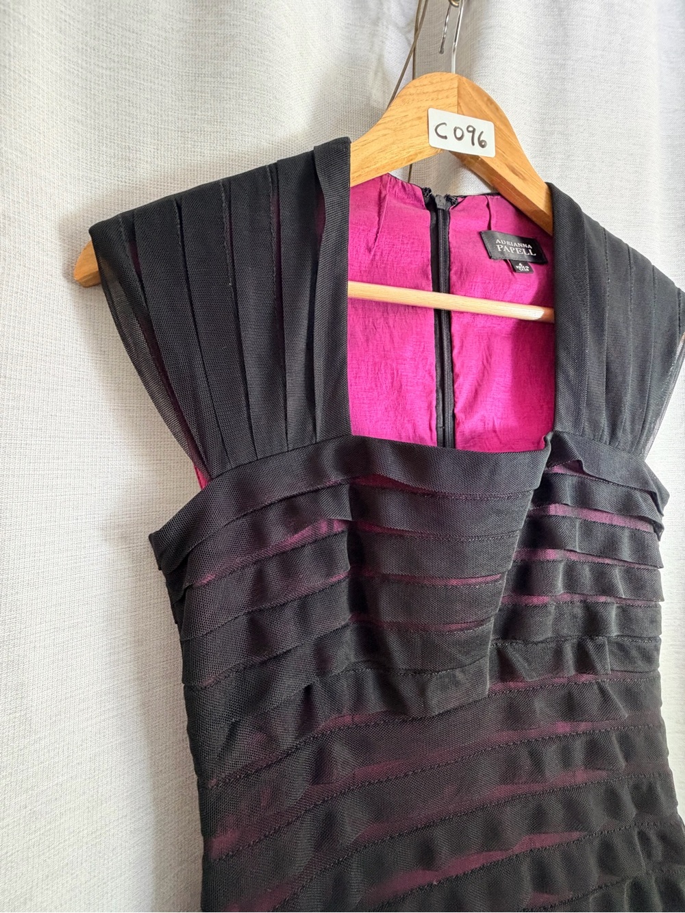 Adrianna Papell Black & Fuchsia Striped Sheath Midi Dress - Picture 3 of 11